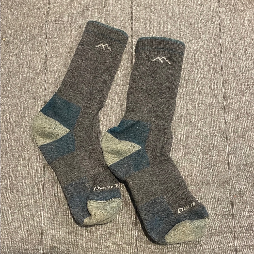 Darn Tough Women's Gray and Blue Hiking Socks